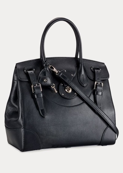 Bolsos De Mano Ralph Lauren Mujer Negros - Nappa Leather Soft Ricky 33 - DORAH4017